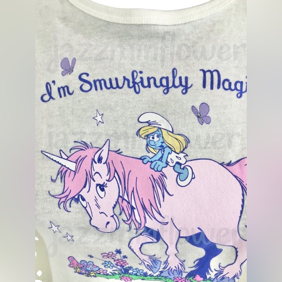 The Smurfs I’m‎ smurfingly magical graphic print white t-shirt size medium - Picture 9 of 13